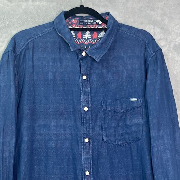 Chubbies Reversible Long Sleeve Button Down Shirt Mens XL Western Pearl‎ Snap - Picture 9 of 16